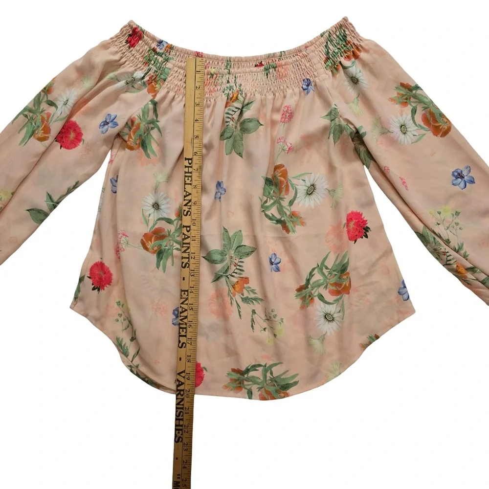 Express Floral Off Shoulder Smocked Blouse Pink Boho Women’s S - Picture 8 of 9